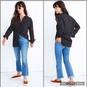 NWT Madewell Navy Blue Floral Button Up Medium